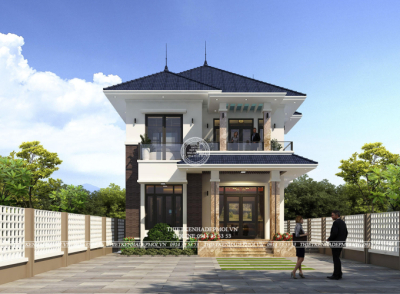 Biệt thự 2 tầng mái nhật hiện đại của anh dao ở long an 