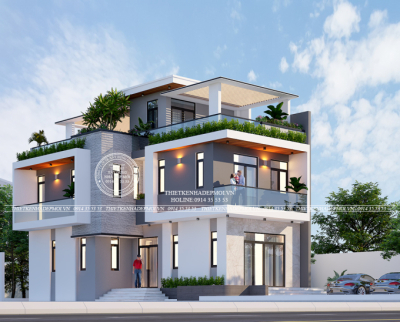 Biệt thự đẹp 3 tầng thiết kế hiện đại của anh vũ
