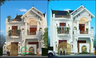 Mẫu biệt thự phố mặt tiền 9m 1 trệt 1 lầu