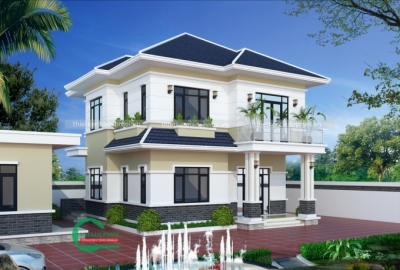 Mẫu biệt thự vườn 1 trệt 1 lầu ở quê 5 phòng ngủ
