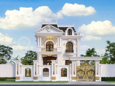 Mẫu biệt thự 1 hầm 2 lầu phong cách tân cổ điển - chị thiên an (bến tre)