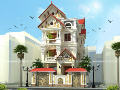 Mẫu biệt thự cổ điển 4 tầng diện tích 8x19,9m2 với vẻ đẹp xa hoa