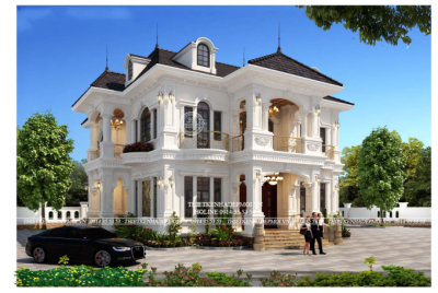 Mẫu biệt thự đẹp 2 tầng diện tích 13x15m2 phong cách tân cổ điển