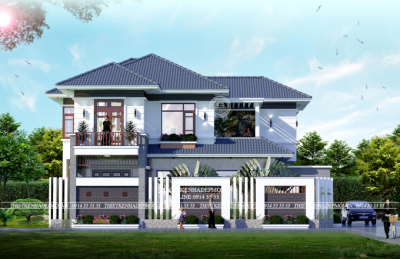 Mẫu biệt thự đẹp 2 tầng hiện đại kết hợp làm showroom cao cấp