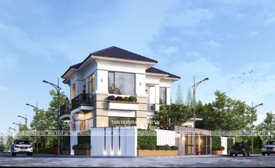Mẫu biệt thự hiện đại 2 mặt tiền, 2 tầng theo phong cách châu  âu