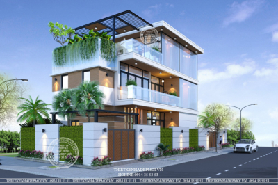 Mẫu biệt thự hiện đại 3 tầng ốp kính sang trọng