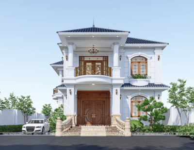 Mẫu biệt thự mái nhật tân cổ điển 2 tầng