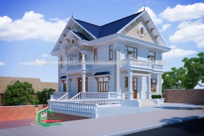 Mẫu biệt thự mái thái 2 tầng
