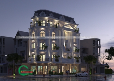 Mẫu biệt thự phố 2 mặt tiền kiến trúc pháp chị giang