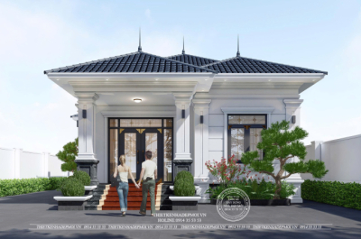 Mẫu biệt thự sân vườn mái nhật tân cổ điển