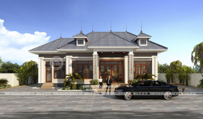 Mẫu biệt thự sân vườn mái thái anh tuyến tại bình dương