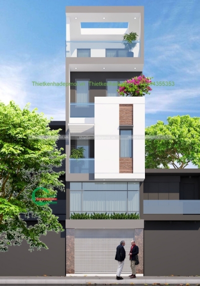 Mẫu nhà 1 trệt 1 lửng 2 lầu sân thượng