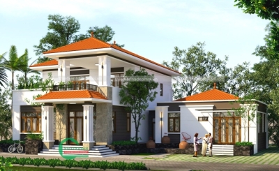 Mẫu nhà biệt thự 2 tầng đẹp hiện đại mái thái