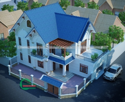 Mẫu nhà biệt thự mái thái 2 mặt tiền đẹp