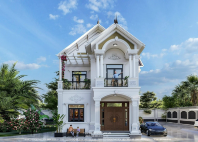 Mẫu nhà mái thái 2 tầng ai nhìn cũng mê