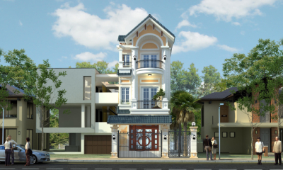 Mẫu nhà mái thái 3 tầng phong cách tân cổ điển sang trọng