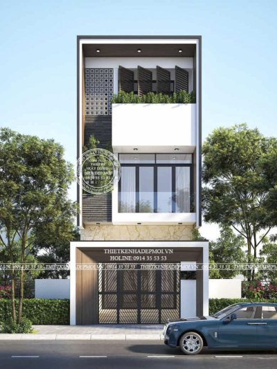 Mẫu nhà ống hiện đại tông gỗ đẹp