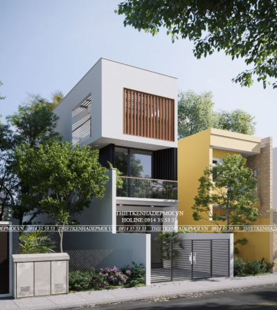 Mẫu nhà phố 1 trệt 1 lầu phong cách hiện đại