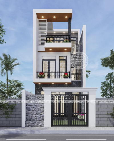 Mẫu nhà phố hiện đại họa tiết lan can đẹp thu hút