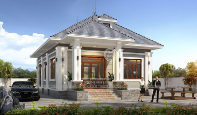 Mẫu nhà vườn cấp 4 phong cách mái nhật khang trang, bề thế ở bình phước