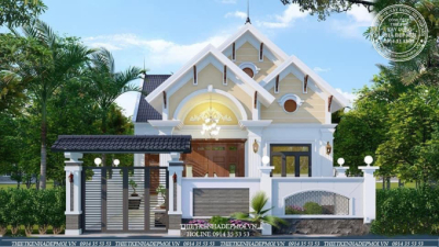 Mẫu nhà vườn mái thái 1 tầng chữ l nở hậu - chị tuyền (bình phước)