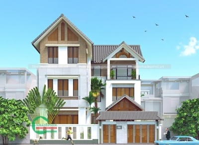 Mẫu thiết kế biệt thự hiện đại mái thái đẹp