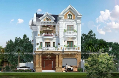 Mẫu thiết kế biệt thự mái thái 3 tầng sang trọng, tiện nghi