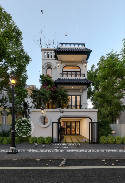 Mẫu thiết kế nhà phố phong cách indochine - chị nhung (đồng nai)