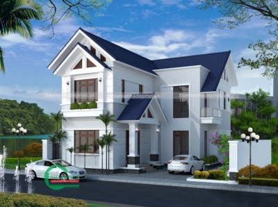 Mẫu nhà 2 tầng chữ l mái thái đẹp 1 mặt tiền ở quê anh phong - msnmt2021