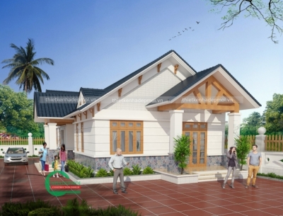 Mẫu nhà cấp 4 nóc thái có 3 phòng ngủ anh minh - msnc42021