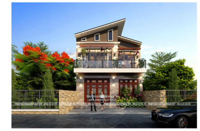 Thiết kế biệt thự phố 2 tầng mái lệch cho anh quyết tại đồng nai