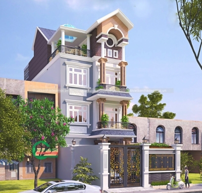 Thiết kế biệt thự phố tân cổ điển tiện nghi, rộng rãi