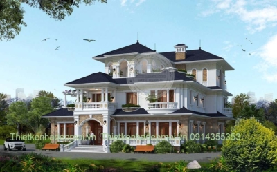 Thiết kế biệt thự sân vườn 2 tầng khang trang, thoáng mát