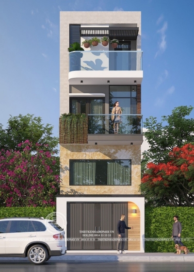 Thiết kế nhà 1 lửng 2 lầu hiện đại và tinh tế cho gia đình anh vương